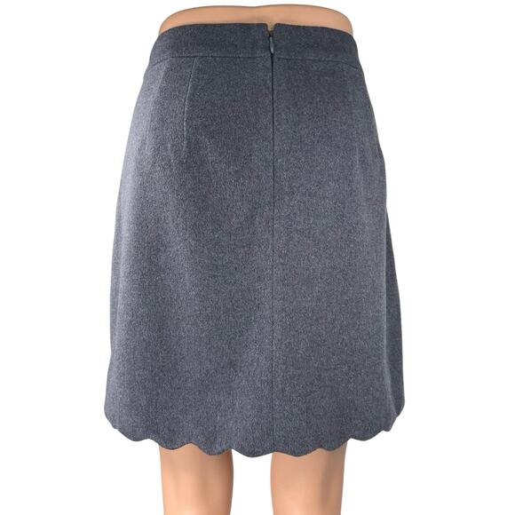 LOFT Blue Gray Faux Suede Scalloped Hem Straight Pencil Mini Knee Length Skirt 6 - Picture 3 of 4